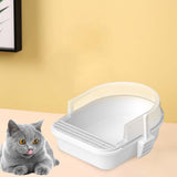 Maxbell Cat Litter Box Semi Closed Cat Toilet Durable Pet Litter Tray Anti Splashing S White