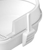 Maxbell Cat Litter Box Semi Closed Cat Toilet Durable Pet Litter Tray Anti Splashing L White