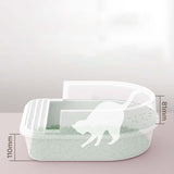Maxbell Cat Litter Box Semi Closed Cat Toilet Durable Pet Litter Tray Anti Splashing L White