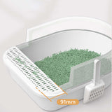 Maxbell Cat Litter Box Semi Closed Cat Toilet Durable Pet Litter Tray Anti Splashing L White