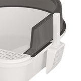 Maxbell Cat Litter Box Semi Closed Cat Toilet Durable Pet Litter Tray Anti Splashing S Black
