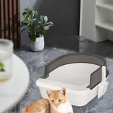 Maxbell Cat Litter Box Semi Closed Cat Toilet Durable Pet Litter Tray Anti Splashing L Black