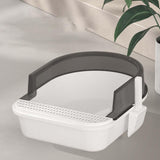 Maxbell Cat Litter Box Semi Closed Cat Toilet Durable Pet Litter Tray Anti Splashing L Black