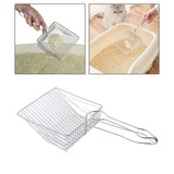 Maxbell Cat Litter Sifter Scooper Pet Litter Shovel Metal Sifter with Handle Sifting Argent