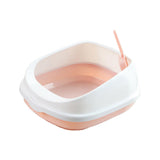 Maxbell Cat Litter Box Toilet Tray Portable Semi Enclosed Sand Box Removable Large Pink