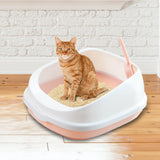 Maxbell Cat Litter Box Toilet Tray Portable Semi Enclosed Sand Box Removable Large Pink