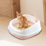 Maxbell Cat Litter Box Toilet Tray Portable Semi Enclosed Sand Box Removable Large Pink