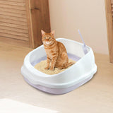 Maxbell Cat Litter Box Toilet Tray Portable Semi Enclosed Sand Box Removable Large Gray