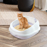Maxbell Cat Litter Box Toilet Tray Portable Semi Enclosed Sand Box Removable Large Gray