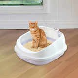 Maxbell Cat Litter Box Toilet Tray Portable Semi Enclosed Sand Box Removable Large Gray