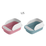 Maxbell Cat Litter Box Semi Enclosed Splashproof Heighten Kitty Litter Pan Bedpan L Blue