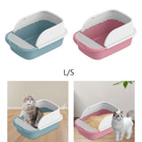 Maxbell Cat Litter Box Semi Enclosed Splashproof Heighten Kitty Litter Pan Bedpan L Blue