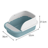 Maxbell Cat Litter Box Semi Enclosed Splashproof Heighten Kitty Litter Pan Bedpan L Blue