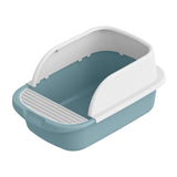 Maxbell Cat Litter Box Semi Enclosed Splashproof Heighten Kitty Litter Pan Bedpan S Blue