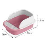 Maxbell Cat Litter Box Semi Enclosed Splashproof Heighten Kitty Litter Pan Bedpan L Pink