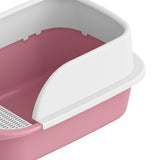 Maxbell Cat Litter Box Semi Enclosed Splashproof Heighten Kitty Litter Pan Bedpan S Pink