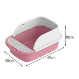 Maxbell Cat Litter Box Semi Enclosed Splashproof Heighten Kitty Litter Pan Bedpan S Pink