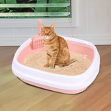 Maxbell Cat Litter Box Kitten Toilet Pet Litter Tray Bedpan Cat Litter Container Pink