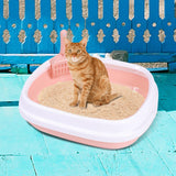 Maxbell Cat Litter Box Kitten Toilet Pet Litter Tray Bedpan Cat Litter Container Pink