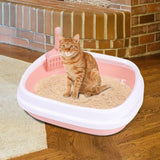 Maxbell Cat Litter Box Kitten Toilet Pet Litter Tray Bedpan Cat Litter Container Pink