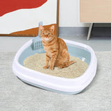 Maxbell Cat Litter Box Kitten Toilet Pet Litter Tray Bedpan Cat Litter Container Blue