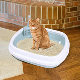 Maxbell Cat Litter Box Kitten Toilet Pet Litter Tray Bedpan Cat Litter Container Blue