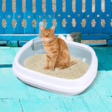 Maxbell Cat Litter Box Kitten Toilet Pet Litter Tray Bedpan Cat Litter Container Blue