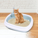 Maxbell Cat Litter Box Kitten Toilet Pet Litter Tray Bedpan Cat Litter Container Blue