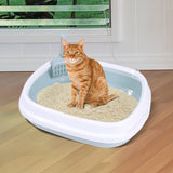 Maxbell Cat Litter Box Kitten Toilet Pet Litter Tray Bedpan Cat Litter Container Blue