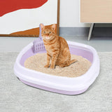 Maxbell Cat Litter Box Kitten Toilet Pet Litter Tray Bedpan Cat Litter Container Gray