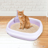 Maxbell Cat Litter Box Kitten Toilet Pet Litter Tray Bedpan Cat Litter Container Gray