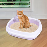 Maxbell Cat Litter Box Kitten Toilet Pet Litter Tray Bedpan Cat Litter Container Gray