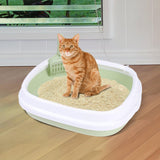 Maxbell Cat Litter Box Kitten Toilet Pet Litter Tray Bedpan Cat Litter Container Green