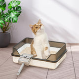 Maxbell Pet Litter Tray Potty Toilet Easy to Clean Pans Cats Litter Box for Bunny Gray Black