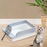 Maxbell Cat Litter Box High Sided Cat Sand Box Container Kitten Litter Pan Durable