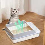 Maxbell Cat Litter Box High Sided Cat Sand Box Container Kitten Litter Pan Durable