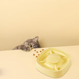 Maxbell Cat Dog Pet Food Bowl 4 Sections Divided Accessories Anti Skid Base Durable Yellow