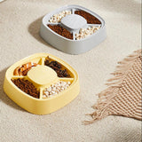 Maxbell Cat Dog Pet Food Bowl 4 Sections Divided Accessories Anti Skid Base Durable Yellow