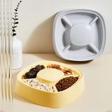 Maxbell Cat Dog Pet Food Bowl 4 Sections Divided Accessories Anti Skid Base Durable Yellow