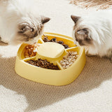 Maxbell Cat Dog Pet Food Bowl 4 Sections Divided Accessories Anti Skid Base Durable Yellow