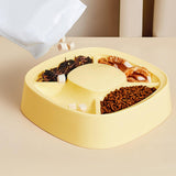 Maxbell Cat Dog Pet Food Bowl 4 Sections Divided Accessories Anti Skid Base Durable Yellow