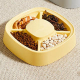 Maxbell Cat Dog Pet Food Bowl 4 Sections Divided Accessories Anti Skid Base Durable Yellow
