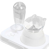 Maxbell Tilted Cat Food Bowl Pet Feeder Waterer Food Feeding Dog Bowl Drink Fountain White