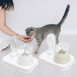 Maxbell Tilted Cat Food Bowl Pet Feeder Waterer Food Feeding Dog Bowl Drink Fountain White