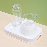 Maxbell Tilted Cat Food Bowl Pet Feeder Waterer Food Feeding Dog Bowl Drink Fountain White