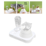 Maxbell Tilted Cat Food Bowl Pet Feeder Waterer Food Feeding Dog Bowl Drink Fountain White