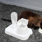 Maxbell Tilted Cat Food Bowl Pet Feeder Waterer Food Feeding Dog Bowl Drink Fountain White