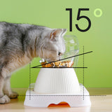 Maxbell Tilted Cat Food Bowl Pet Feeder Waterer Food Feeding Dog Bowl Drink Fountain White