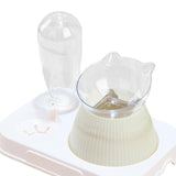 Maxbell Tilted Cat Food Bowl Pet Feeder Waterer Food Feeding Dog Bowl Drink Fountain Gray White