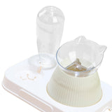 Maxbell Tilted Cat Food Bowl Pet Feeder Waterer Food Feeding Dog Bowl Drink Fountain Gray White